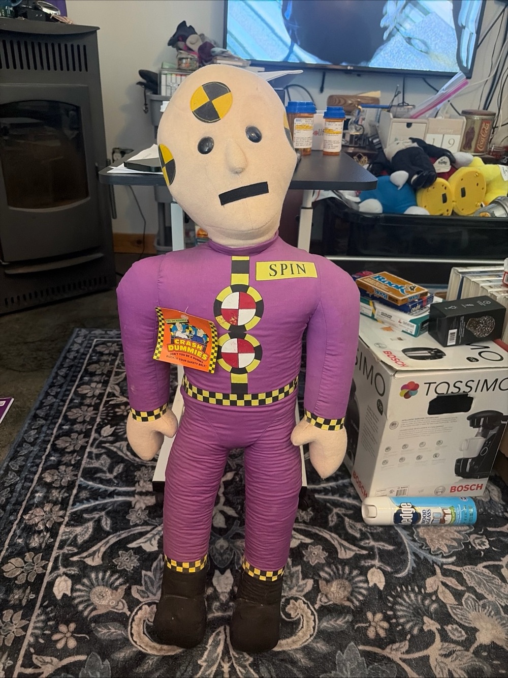 Incredible Crash Dummies SPIN Purple Ace Novelty 1990s Vintage Plush Toy RARE